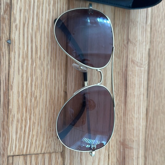 CHANEL Gold Frame Sunglasses with Brown Lenses - Picture 1 of 1